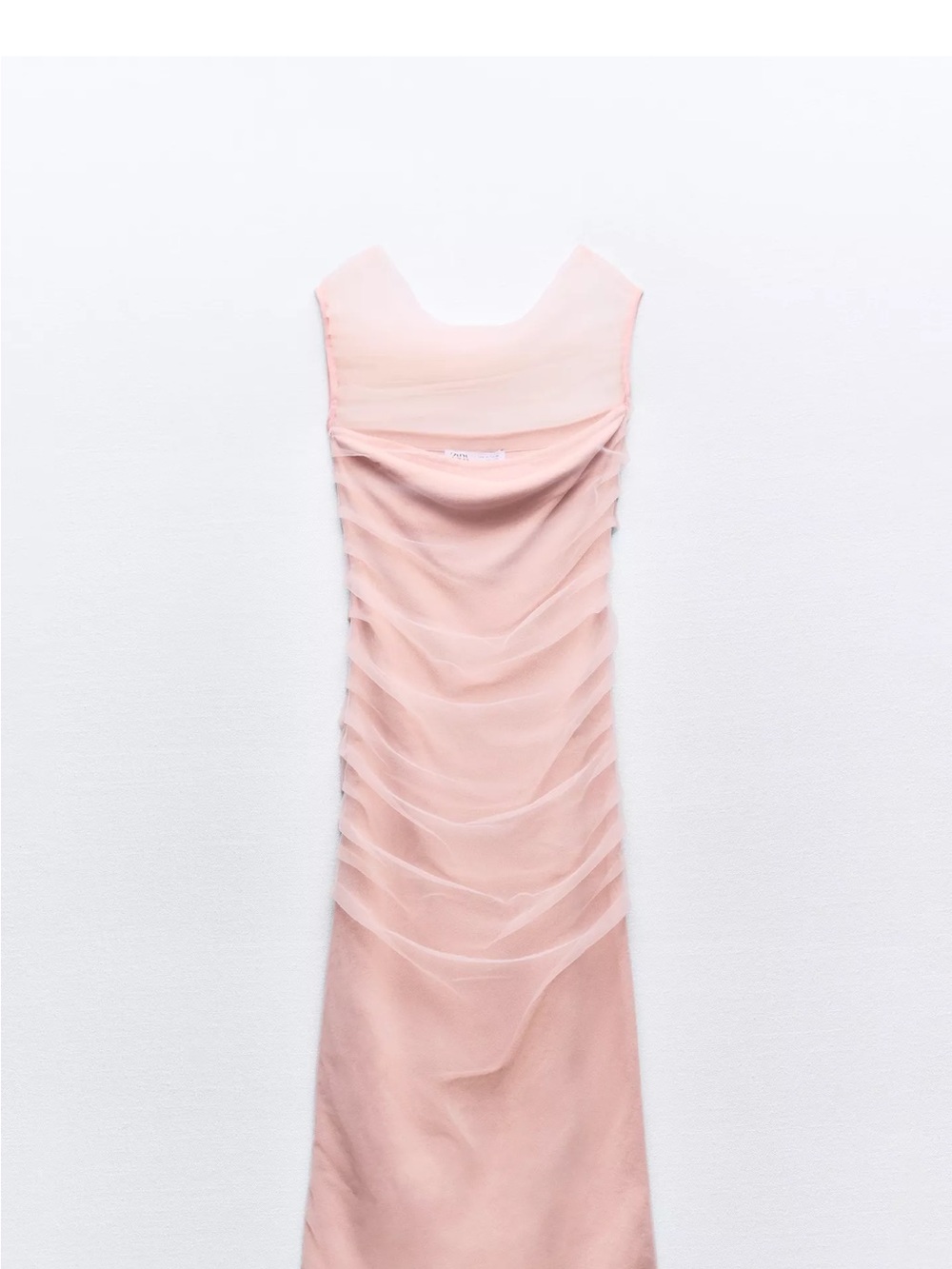 Zara Soft Blush Sheer-Overlay Midi Dress